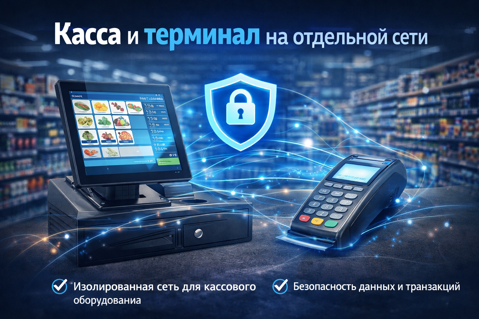 Касса и терминал на отдельной сети