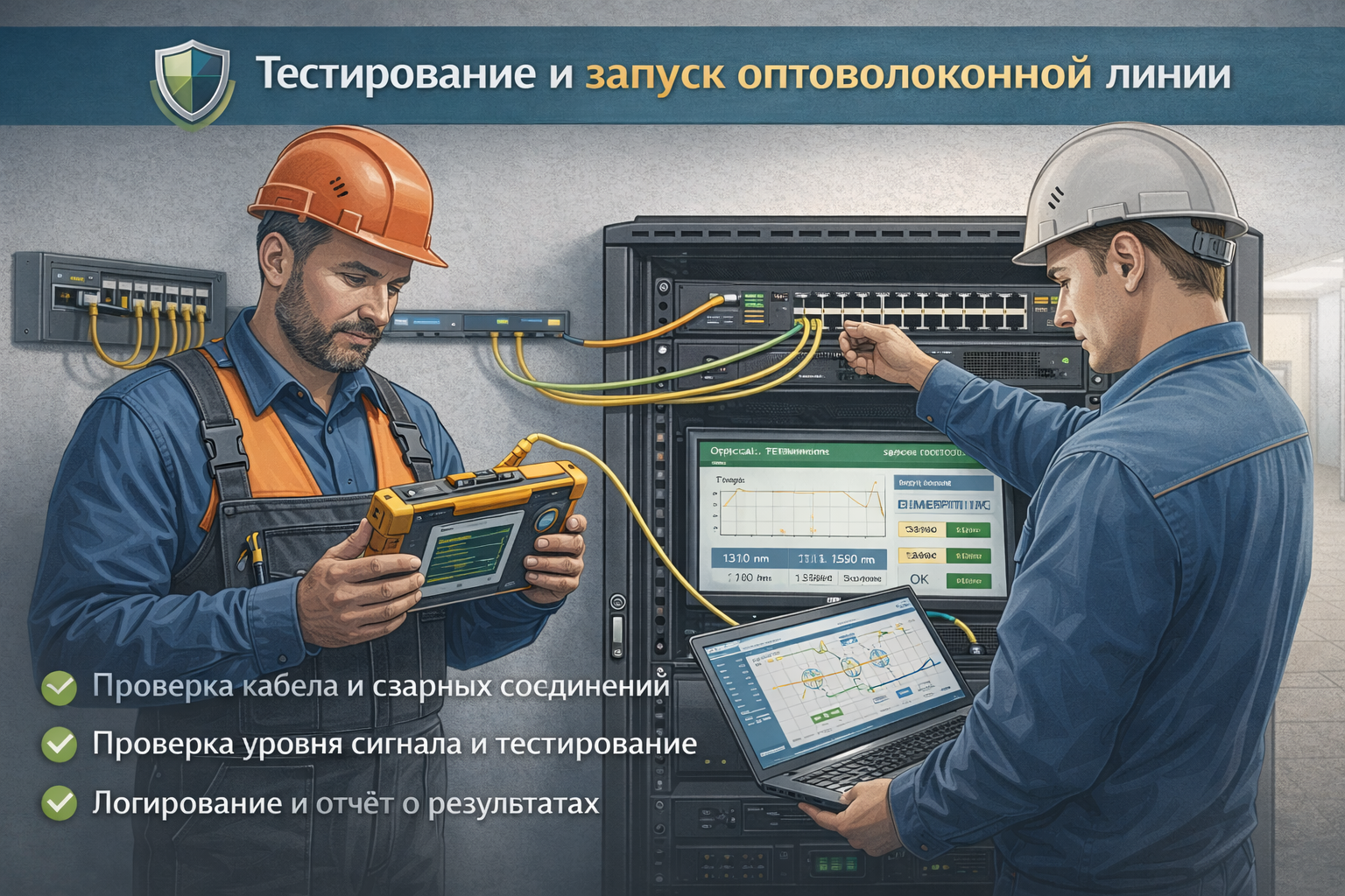 Тестирование и запуск оптоволоконной линии