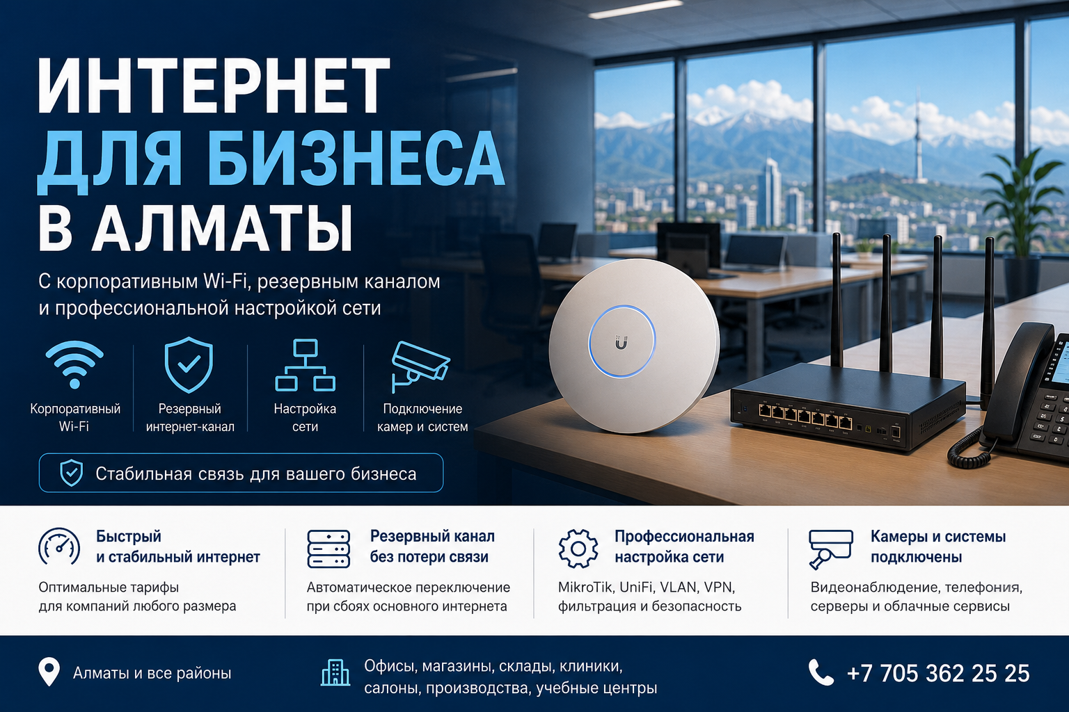 Connect the Internet for legal entities in Almaty, corporate Internet for business