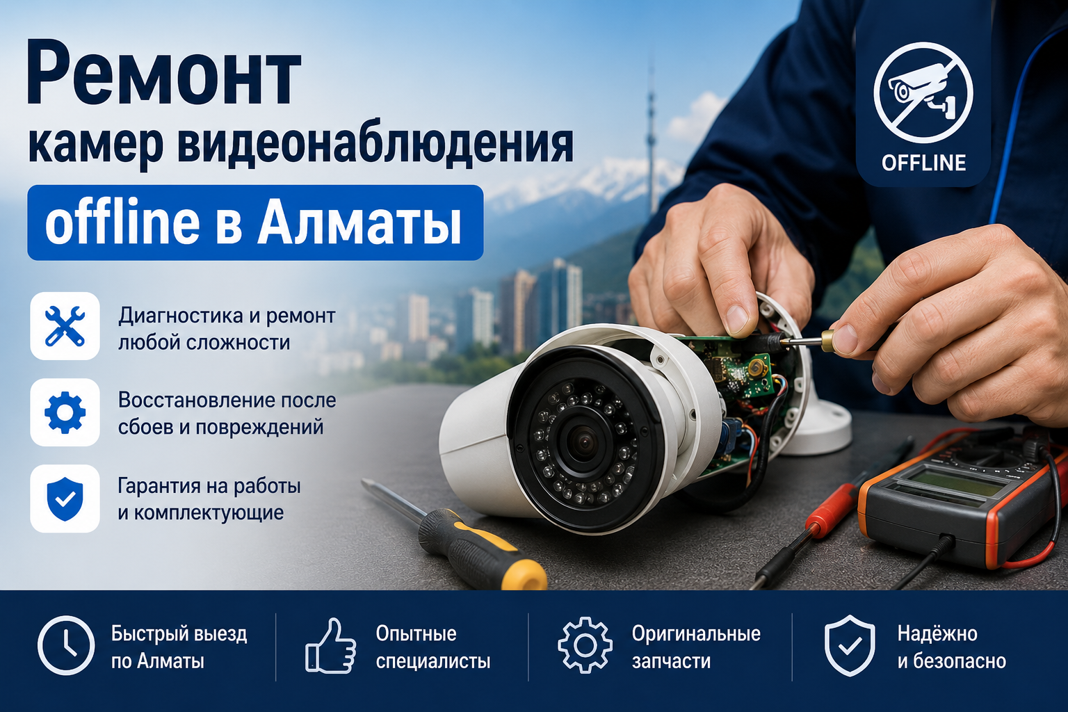 Ремонт камеры, которая показывает offline Ремонт камеры видеонаблюдения offline в Алматы
