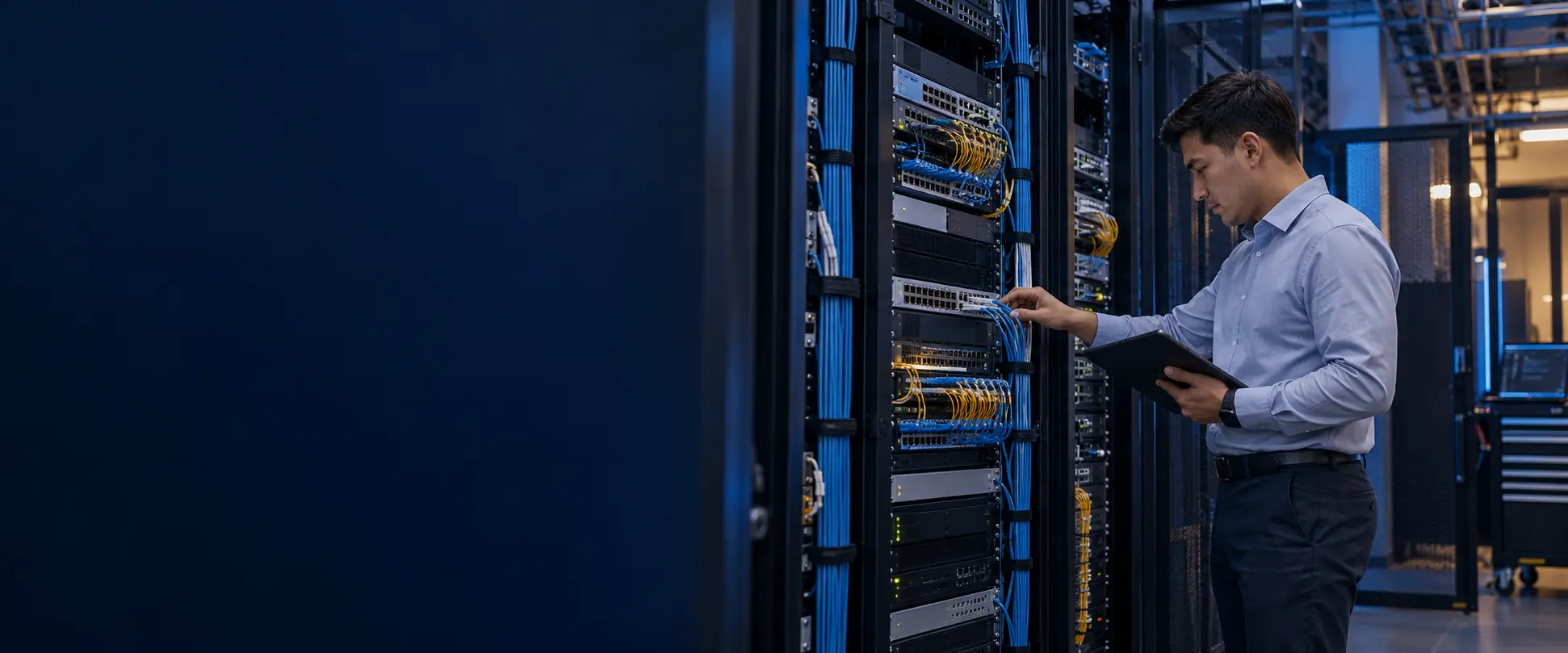 The specialist configures the server network