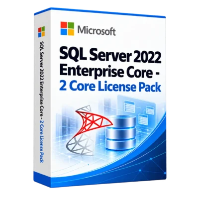 SQL Server 2022 Enterprise Core - 2 Core License Pack — белая объёмная коробка продукта
