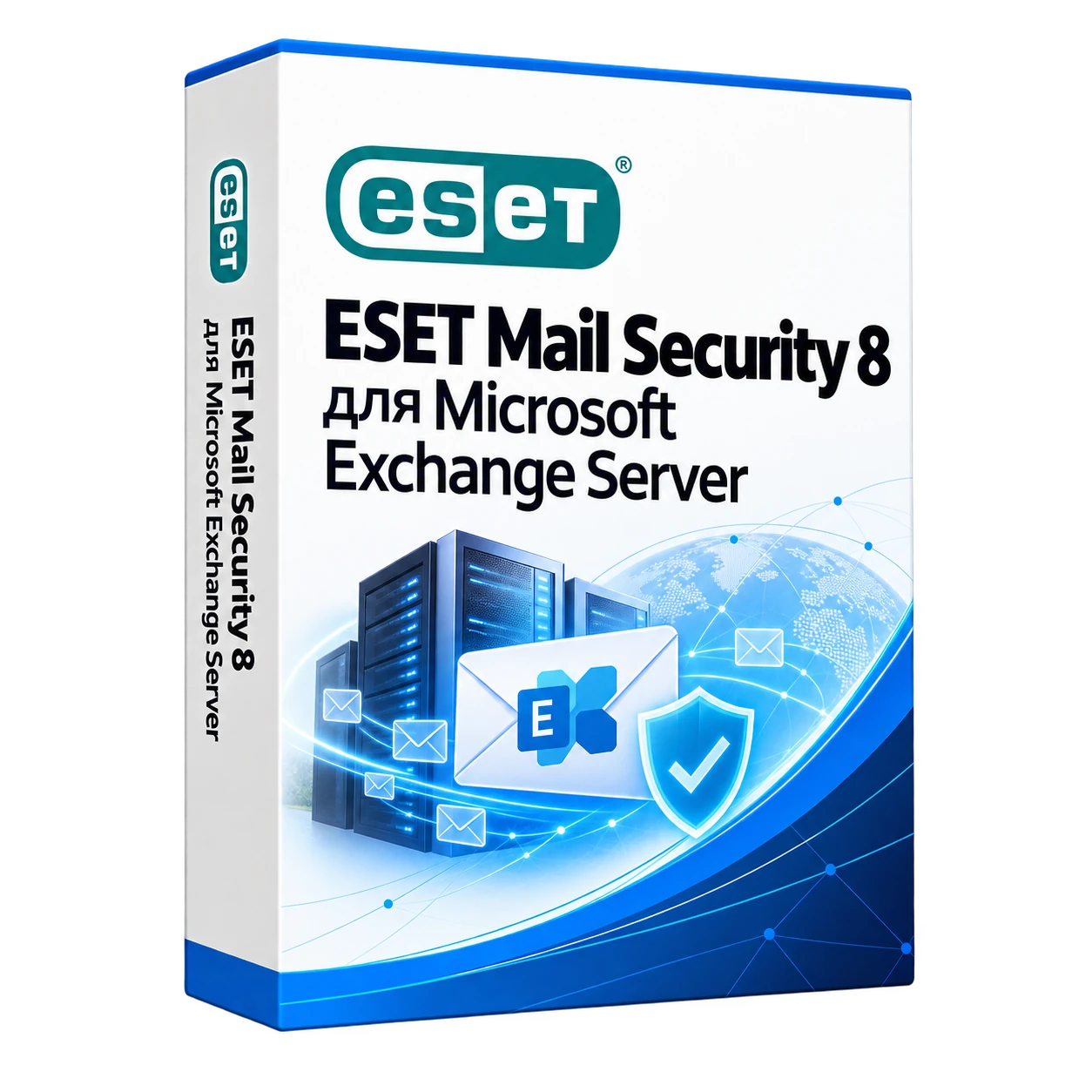 ESET Mail Security 8 для Microsoft Exchange Server — белая объёмная коробка продукта