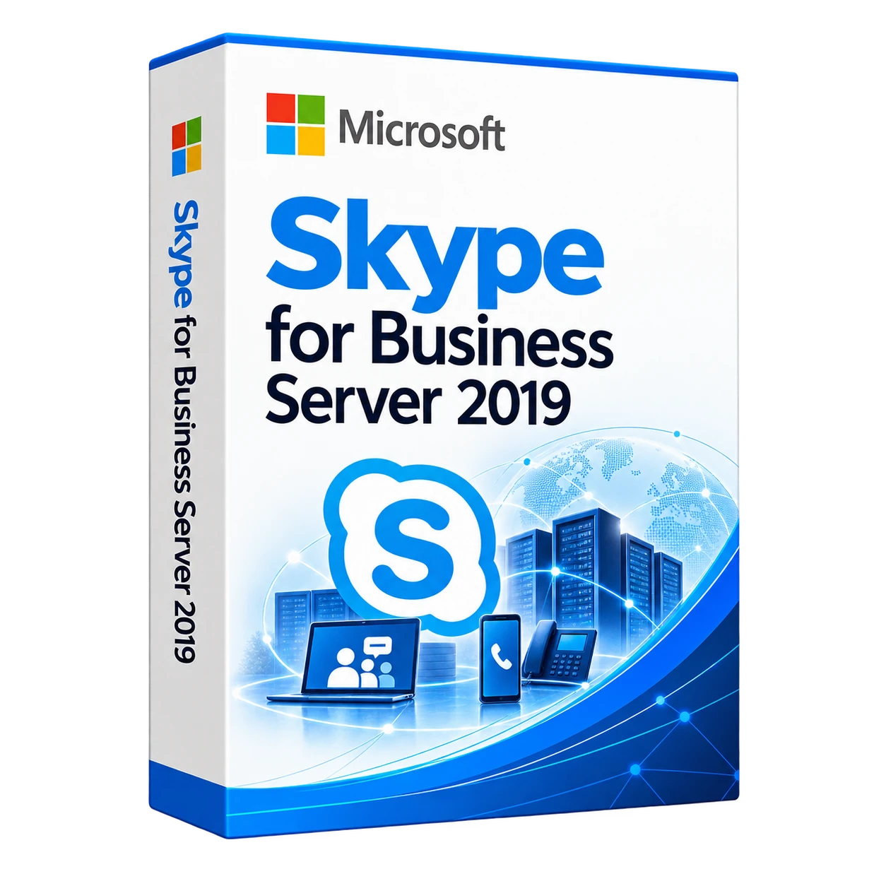 Skype for Business Server 2019 — белая объёмная коробка продукта