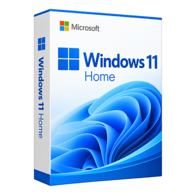 Microsoft Windows 11 Home — объёмная белая коробка с синим логотипом Windows